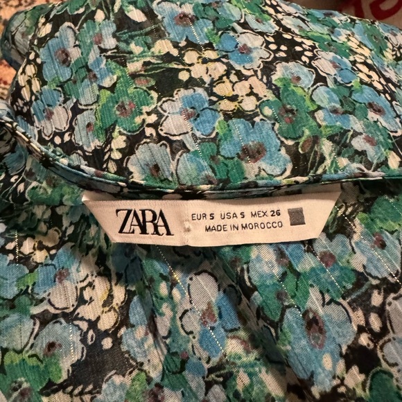 Zara Sheer Mini Dress Plunging Neck V Long Sleeve Tiered Ruffle Women’s Small - Picture 3 of 10